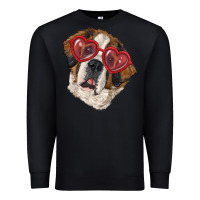 Black saint bernard with love glasses Premium Sweatshirt - RanaPortraitStore