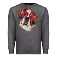 Charcoal Heather saint bernard with love glasses Premium Sweatshirt - RanaPortraitStore