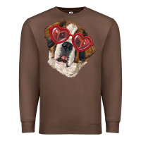 Chestnut saint bernard with love glasses Premium Sweatshirt - RanaPortraitStore