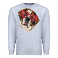 Heather Grey saint bernard with love glasses Premium Sweatshirt - RanaPortraitStore