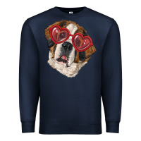 Navy saint bernard with love glasses Premium Sweatshirt - RanaPortraitStore
