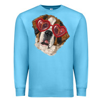Ocean Blue saint bernard with love glasses Premium Sweatshirt - RanaPortraitStore