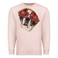 Pale Pink saint bernard with love glasses Premium Sweatshirt - RanaPortraitStore