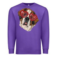 Purple saint bernard with love glasses Premium Sweatshirt - RanaPortraitStore