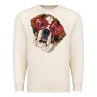 Sandshell saint bernard with love glasses Premium Sweatshirt - RanaPortraitStore