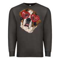 Smoke saint bernard with love glasses Premium Sweatshirt - RanaPortraitStore