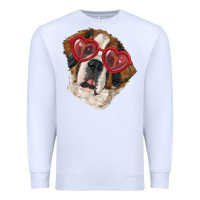 White saint bernard with love glasses Premium Sweatshirt - RanaPortraitStore