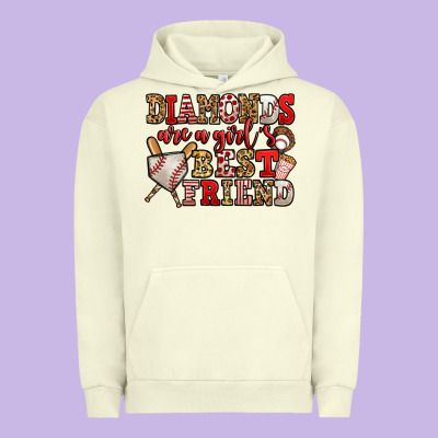 Diamonds Are A Girl's Best Friend Baseball Urban Hoodie Designed By Jasminsmagicworld