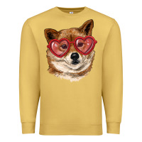 Antique Gold shiba inu with love glasses Premium Sweatshirt - RanaPortraitStore