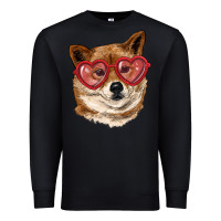 Black shiba inu with love glasses Premium Sweatshirt - RanaPortraitStore