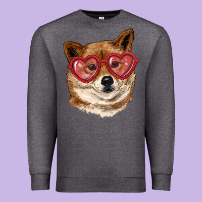 Premium Sweatshirt shiba inu with love glasses