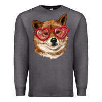 Charcoal Heather shiba inu with love glasses Premium Sweatshirt - RanaPortraitStore