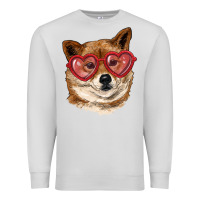 Dove Grey shiba inu with love glasses Premium Sweatshirt - RanaPortraitStore