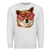 Oatmeal Heather shiba inu with love glasses Premium Sweatshirt - RanaPortraitStore