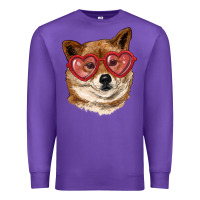 Purple shiba inu with love glasses Premium Sweatshirt - RanaPortraitStore
