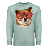 Seafoam shiba inu with love glasses Premium Sweatshirt - RanaPortraitStore