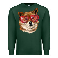 Sports Green shiba inu with love glasses Premium Sweatshirt - RanaPortraitStore