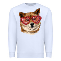 White shiba inu with love glasses Premium Sweatshirt - RanaPortraitStore