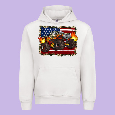 American Flag Monster Truck Urban Hoodie Designed By Artiststas