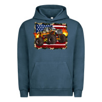 Pigment Midnight Navy american flag monster truck Urban Hoodie - Artiststas