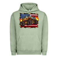 Pigment Oil Green american flag monster truck Urban Hoodie - Artiststas