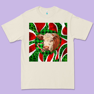 Christmas Hereford Cow Face Premium Tee Designed By Lillyallendesigns