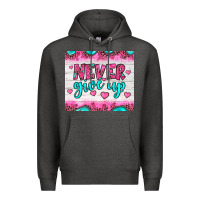 Charcoal Heather never give up Premium Hoodie - JahusDesignShop