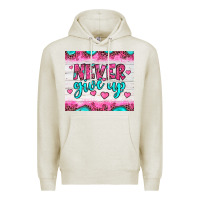 Oatmeal Heather never give up Premium Hoodie - JahusDesignShop