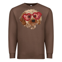 Chestnut toy poodle with love glasses Premium Sweatshirt - RanaPortraitStore