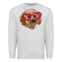 Dove Grey toy poodle with love glasses Premium Sweatshirt - RanaPortraitStore
