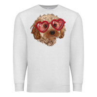 Oatmeal Heather toy poodle with love glasses Premium Sweatshirt - RanaPortraitStore
