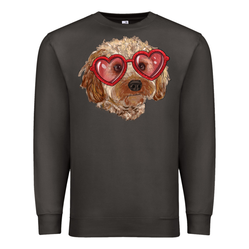 Toy Poodle With Love Glasses Premium Sweatshirt by RanaPortraitStore | Teevron