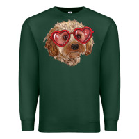 Sports Green toy poodle with love glasses Premium Sweatshirt - RanaPortraitStore
