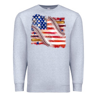 Heather Grey baseball american flag Premium Sweatshirt - texasbilliewilder
