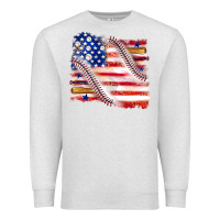 Oatmeal Heather baseball american flag Premium Sweatshirt - texasbilliewilder