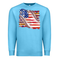Ocean Blue baseball american flag Premium Sweatshirt - texasbilliewilder