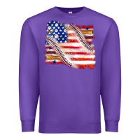 Purple baseball american flag Premium Sweatshirt - texasbilliewilder