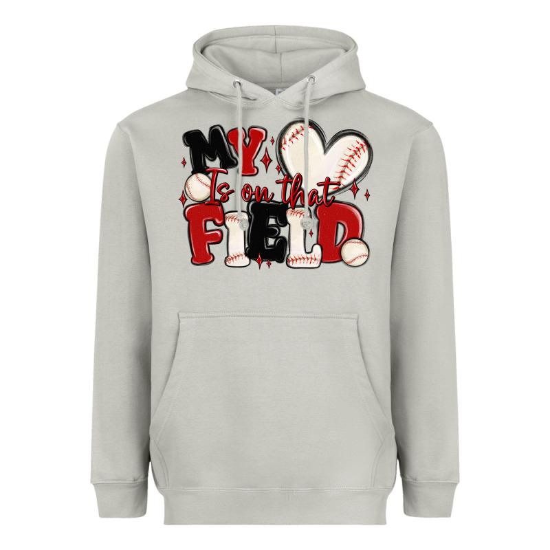 My Heart Is On That Field Baseball Heavyweight Hoodie by MaliasSmallBusiness | Teevron