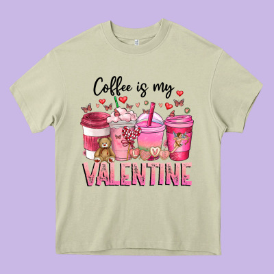 Coffee Is My Valentine Heavy Core Tee Designed By Cowhidedigitalart
