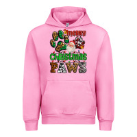 Fuchsia Pink merry christmas paws with santa Urban Hoodie - AdoDesignShop