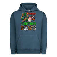 Pigment Midnight Navy merry christmas paws with santa Urban Hoodie - AdoDesignShop