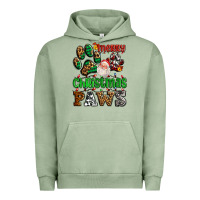 Pigment Oil Green merry christmas paws with santa Urban Hoodie - AdoDesignShop