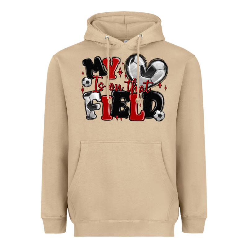 My Heart Is On That Field Soccer Heavyweight Hoodie by MaliasSmallBusiness | Teevron