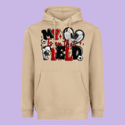 Heavyweight Hoodie my heart is on that field soccer