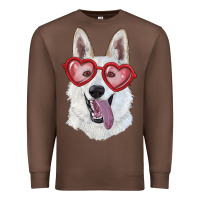 Chestnut white shepherd with love glasses Premium Sweatshirt - RanaPortraitStore