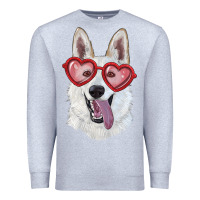 Heather Grey white shepherd with love glasses Premium Sweatshirt - RanaPortraitStore