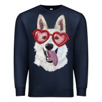 Navy white shepherd with love glasses Premium Sweatshirt - RanaPortraitStore