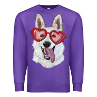 Purple white shepherd with love glasses Premium Sweatshirt - RanaPortraitStore