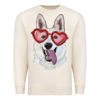 Sandshell white shepherd with love glasses Premium Sweatshirt - RanaPortraitStore