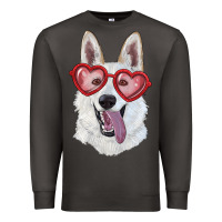 Smoke white shepherd with love glasses Premium Sweatshirt - RanaPortraitStore